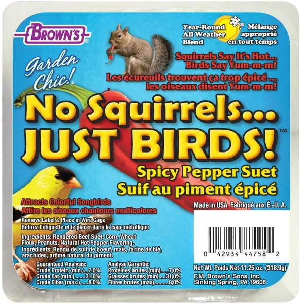 11.5 oz. F.M. Brown No Squirrels..Just Birds Suet - Wild Bird